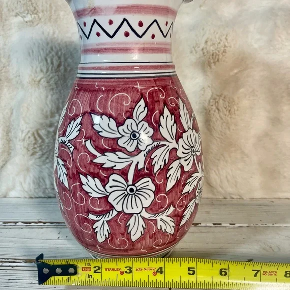 Vintage Orvieto Deruta Italy Pottery‎ Floral Jug Pitcher Vase Earthenware - Picture 5 of 11